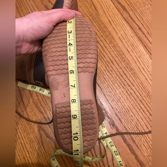 Marley Lilly Brown Base Gingham Lining Side Tie Duck Boots - Picture 7 of 9